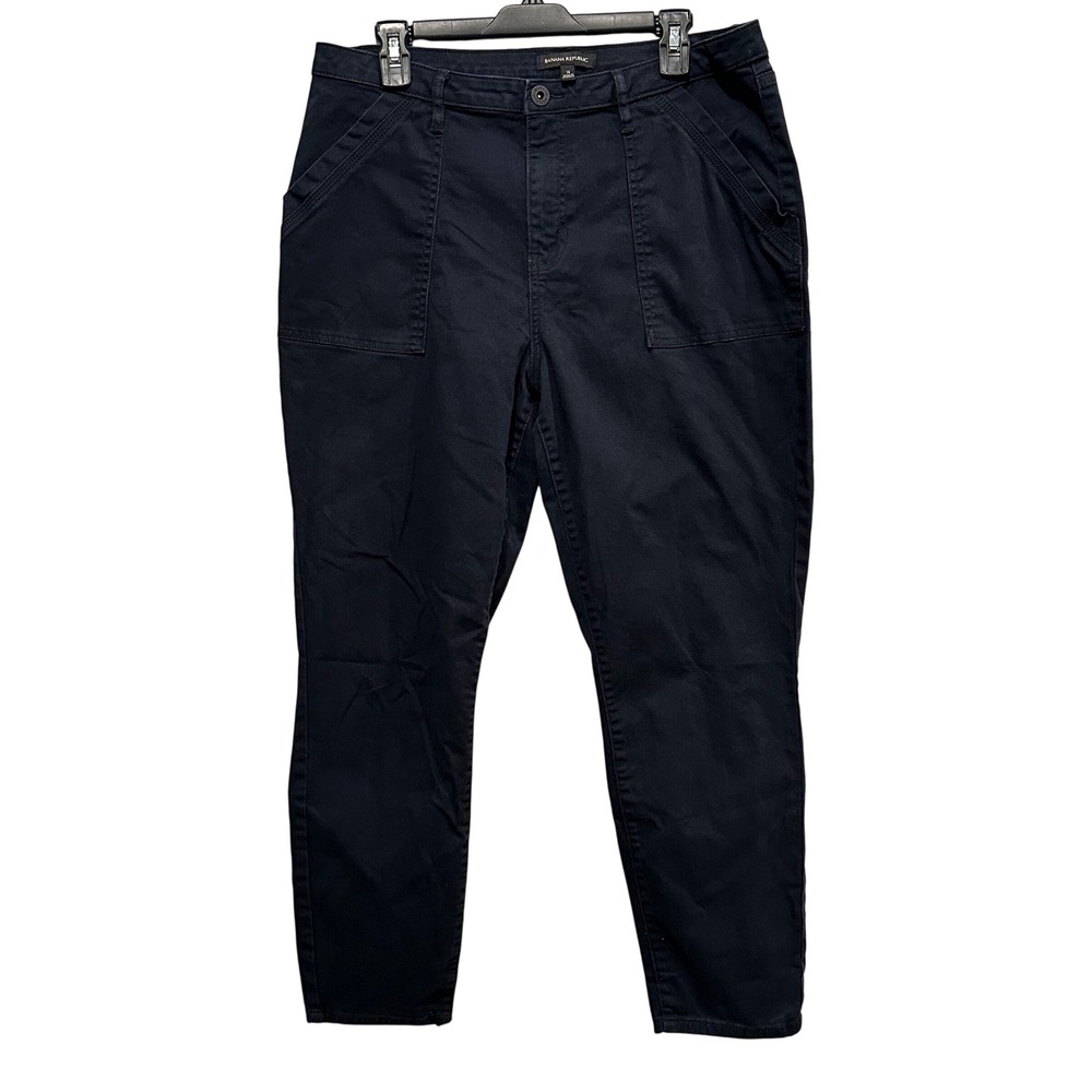 Banana Republic Womens Navy Blue High Rise Utility Slim Tapered Pants Size 14